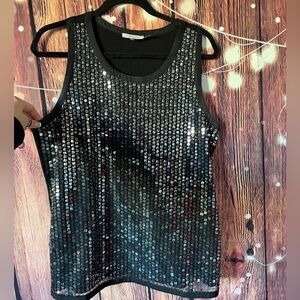 Calvin Klein Black Sequin Lined Tank Top